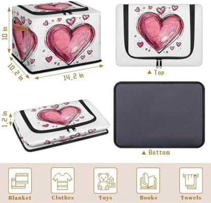 Pink Heart Storage Bins With Zipper Lid, Collapsible Trunk Organizer, Car - Image 3
