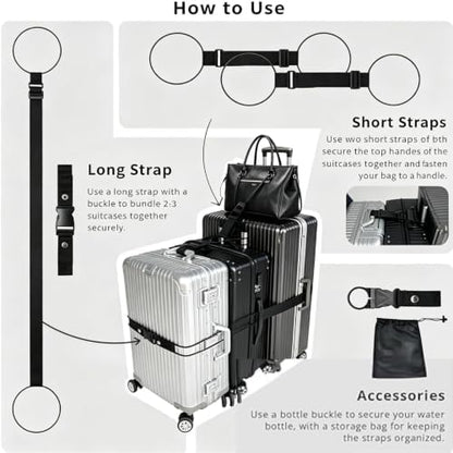Luggage Straps 3 PCS for Suitcases TSA Approved 2 Short & 1 Long Adjustable - Image 4