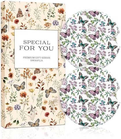 Swooflia Floral Absorbent Ceramic Car Coasters Set of 2, Cute Botanical by Swooflia