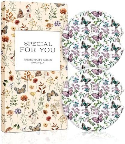 Swooflia Floral Absorbent Ceramic Car Coasters Set of 2, Cute Botanical by Swooflia