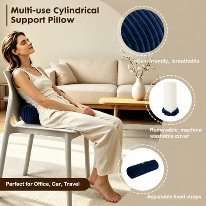 Corduroy Lumbar Roll Support Pillow - Image 3