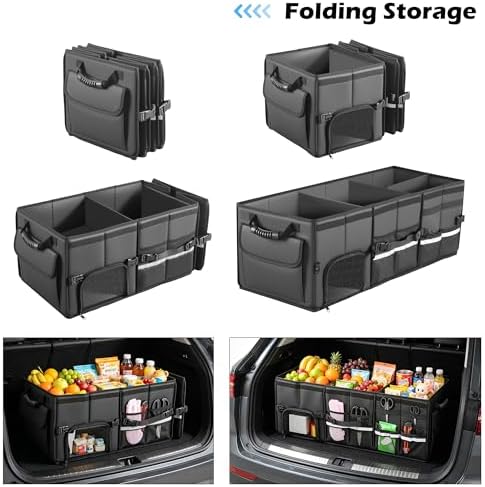 Trunk Organizer Car Organizer Leather Storage Box 3-grid Foldable - Image 2