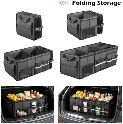 Trunk Organizer Car Organizer Leather Storage Box 3-grid Foldable - Image 2