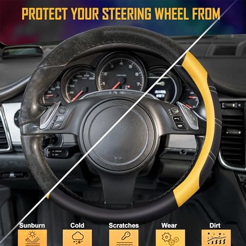 CAR PASS Line Rider Microfiber Leather Sporty Steering Wheel Cover Universal - Image 3