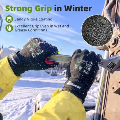 FreezeGuard Winter Work Gloves for Men and Women, ANSI A6 Cut Resistant Gloves - Image 5