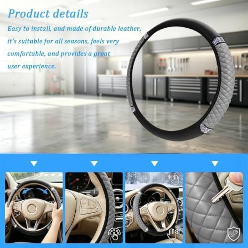 Bling Car Steering Wheel Cover, Crystal Rhinestones Vehicle Steering Guard Wrap - Image 5