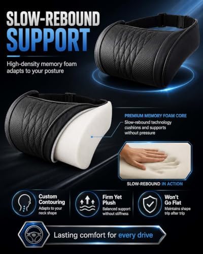 Universal Memory Foam Car Headrest Neck Pillow Adjustable Driving - Image 4