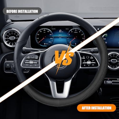 Zpana 14.5-15" Car Steering Wheel Cover, Breathable Soft Leather - Image 6