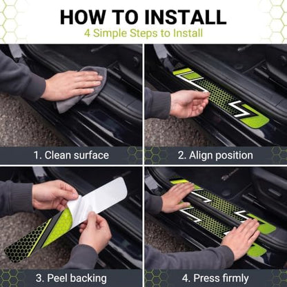 4 PCS Car Door Sill Protector, Lightning Thunder Style Threshold Decor Guard - Image 5