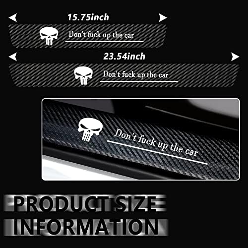 4PCS Carbon Fiber Car Door Sill Protector, Skull Design, Anti-Scratch and - Image 2
