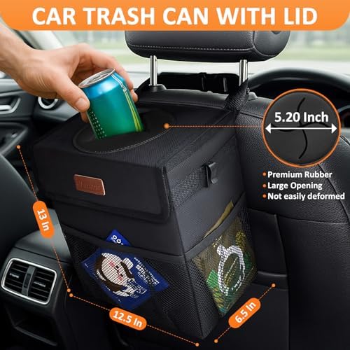 Vankor Car Trash Can with Lid Leak Proof Car Accessories - Image 2
