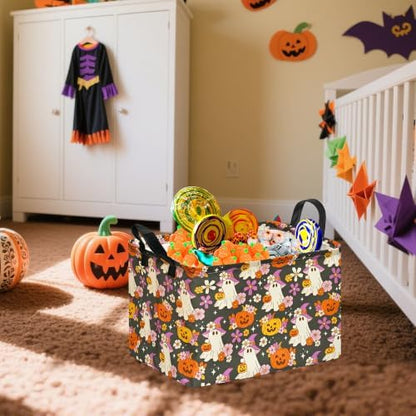 Halloween Pumpkin Ghost Storage Basket, Foldable Toy Organizer Bin - Image 7