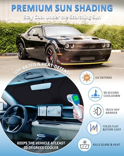 Windshield Sun Shade for 2015-2023 Dodge Challenger Accessories Sunshade - Image 2