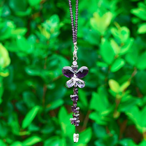 Purple Crystal Car Charm Pendant Rear View Mirror Suncatcher Rainbow Decor - Image 5