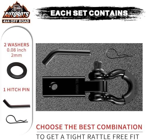 AUTOBOTS Tow Hitch Receiver 2" Shackle Hitch Receiver Black - Image 2