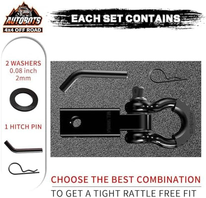 AUTOBOTS Tow Hitch Receiver 2" Shackle Hitch Receiver Black - Image 2