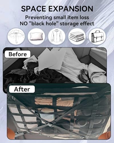 Car Ceiling Cargo Net with 2 Pockets - Image 2