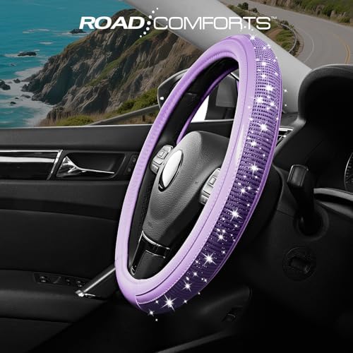 Road Comforts Bling Steering Wheel Cover – Purple Diamond Design, Universal Fit - Image 2
