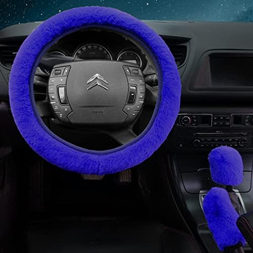 7PCS Set car Interior Aesthetic Accessories, Fluffy 15 inch Steering Wheel Cover - Image 2