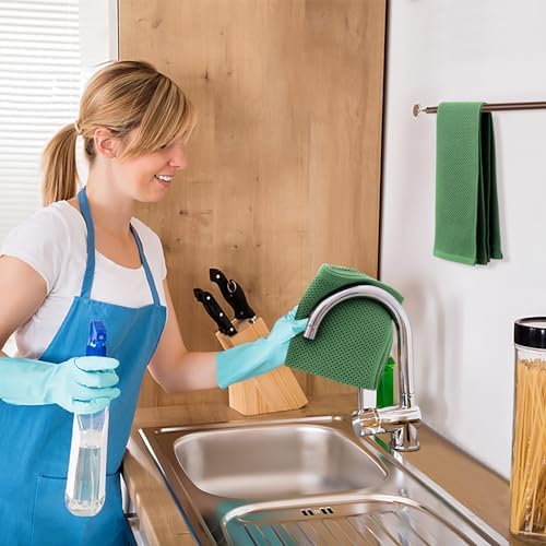 Kitinjoy 100% Cotton Waffle 6-Pack Kitchen Towels, Grass Green - Image 5