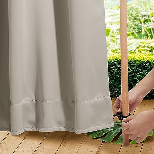 NICETOWN Outdoor Curtains Waterproof Fixed Bottom W52xL95 Natural by NICETOWN