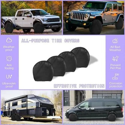 MORNYRAY Tire Covers 4 Pack, Waterproof Anti-UV Snow Sun Rain Tire Covers - Image 4