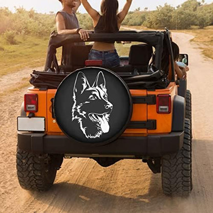 Black German Shepherd Spare Tire Cover Dust-Proof Wheel Tire Cover Fit Trailer - Image 4