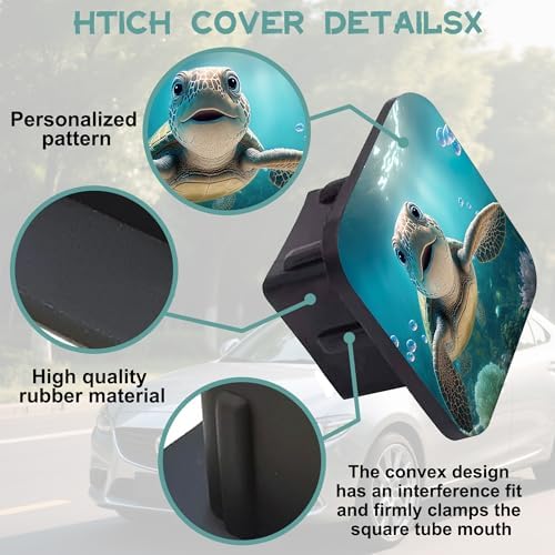 Trailer Hitch Cover, Cute Turtle Under the Sea Tow Hitch Cover - Image 4