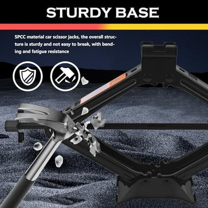 2T Scissor Jack for Car Tool Kit, Heavy Duty Car Tire Changing Kit for - Image 3