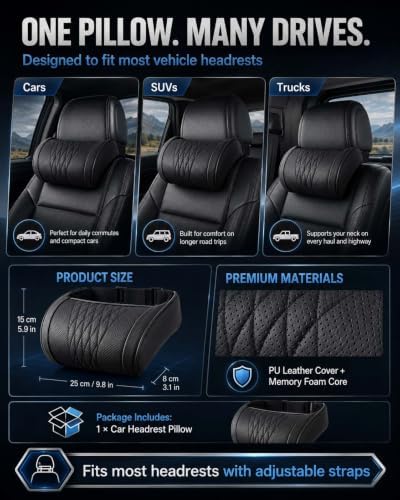Universal Memory Foam Car Headrest Neck Pillow Adjustable Driving - Image 7