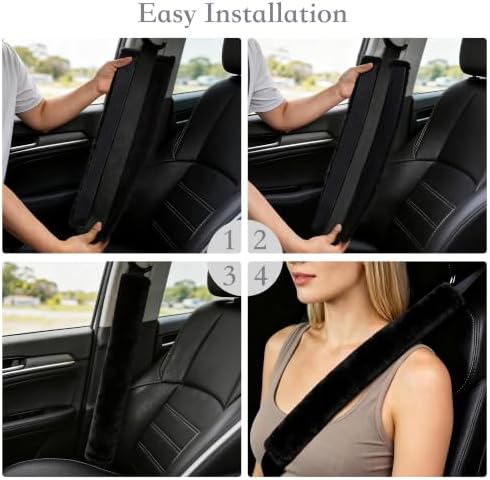 Amooca 25.6in Extra Long Furry Universal Car Seatbelt Cover Shoulder Pad - Image 6