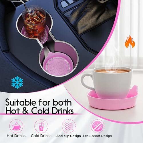 Amooca 2-Pack Car Cup Holder Coaster Bling Crystal Rhinestone Car Interior - Image 2