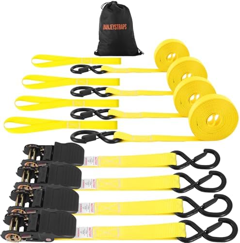 1" x20FT Extra Long Ratchet Straps - 1750lb Capacity Heavy Duty Tie Downs by Unknown