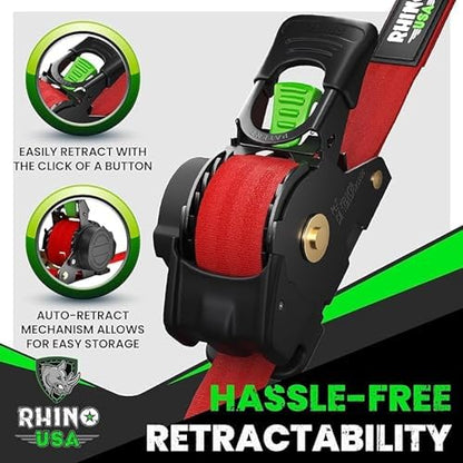 Rhino USA Retractable Ratchet Straps - 1in x 10ft - Image 3