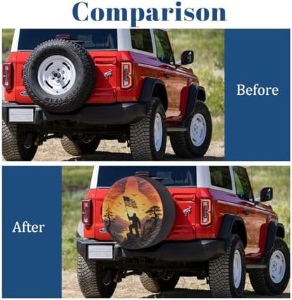 Bigfoot American Flag Spare Tire Cover Wheel Covers Protectors Waterproof - Image 5