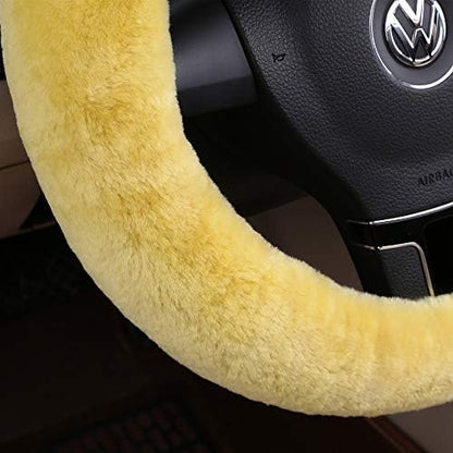 OGLAND Fuzzy Sheepskin Car Steering Wheel Cover - Image 2