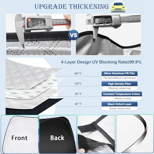 KMF 5pcs Thicken Sun Shades for Chevy Silverado 1500 2014-2019 Accessories - Image 5