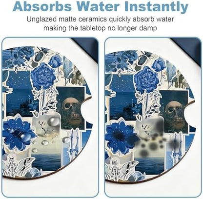 Ceramic Car Cup Holder Coasters Set of 2, 2.56 in Puzzle - Image 5