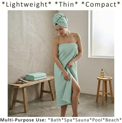 PÜSKÜL Natural 100% Turkish Cotton Waffle Bath Towels Set of 2, Extra-Large - Image 2