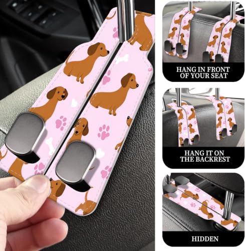 PU Leather Car Seat Hook, Storage Headrest Hanger, Cute Car Backseat Organizer - Image 2