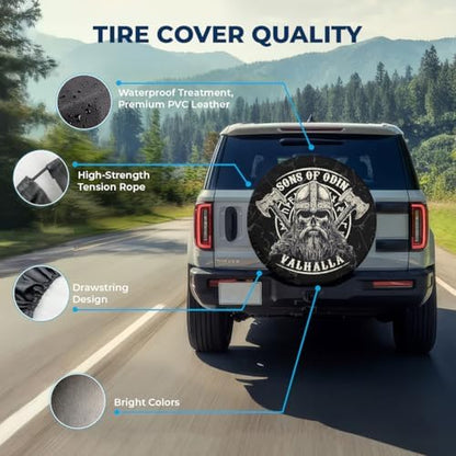 GENANY Viking Shield Art Thick PVC Leather Spare Tire Cover Size 16 - Image 4