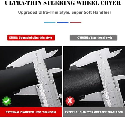 West Llama Thin Slim Car Steering Wheel Cover, Universal 14.5-15 inch Nappa - Image 3