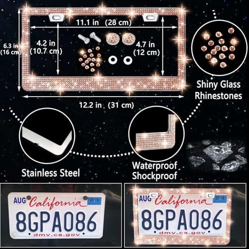 NBTEPEM 27 PCs Gold Champagne Bling Car Accessories Set - Image 4