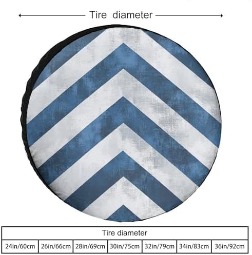 Camping Spare Tire Cover 18inch Blue and White Chevron Waterproof Polyester - Image 2