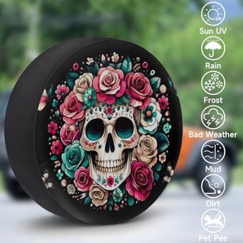 Skull Spare Tire Cover 14in Spare Wheel Covers Tire Storage Cover - Image 3