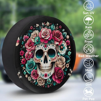 Skull Spare Tire Cover 14in Spare Wheel Covers Tire Storage Cover - Image 3