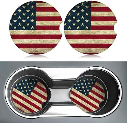 American Flag Car Coasters for Cup Holders, 2 Pack Car Cup Holder Coasters for - Image 2