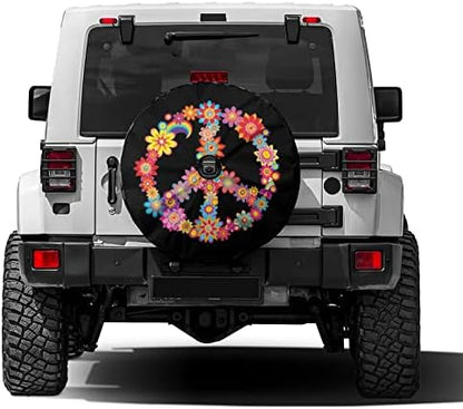 Colorful Peace Flower Spare Tire Cover by Foruidea