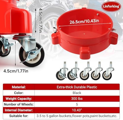 Bucket Dolly 5 Gallon with Wheels, 360°Rolling Car Wash Bucket Roller - Image 2