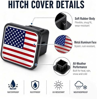 Trailer Hitch Covers American Flag Red, Heavy Duty 2 Inch Hitch Cover - Image 7